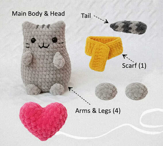 Free Quick to Make Amigurumi: Mini kitten pattern detail for a unique DIY crochet gift idea and nursery decor.