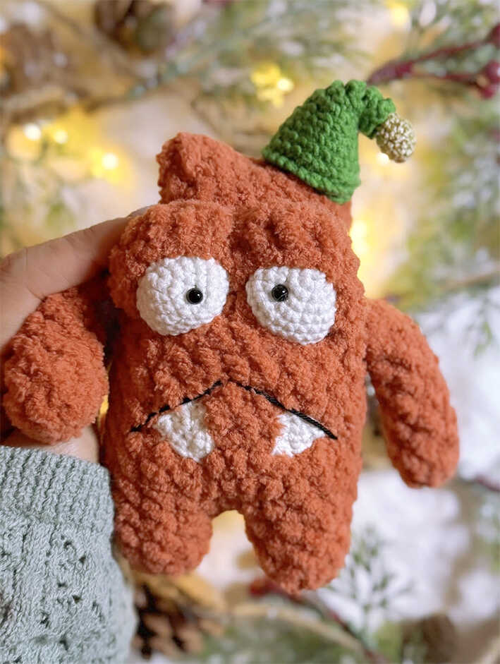 This image shows the actual amigurumi monster from the free pattern provided in the link. The visual features a colorful character with unique handmade details and soft yarn textures. This is a direct representation of the project you can create using our free guide, shared here as one of our creative ideas for your collection.