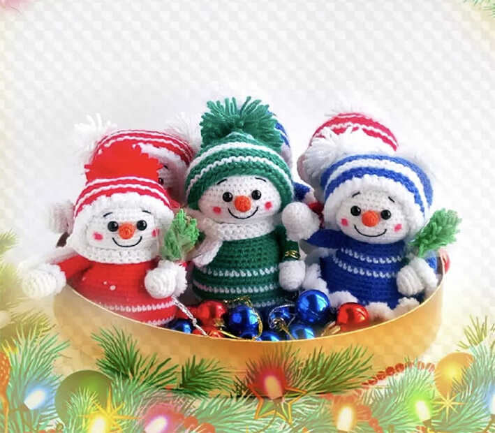 Low Sew Amigurumi: Step-by-step snowman crochet guide focusing on beginner friendly and easy assembly.