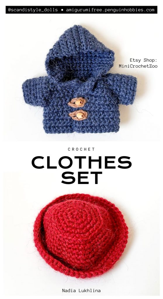 This is an idea for a little bear amigurumi jacket and hat outfit set. This inspirational visualization showcases the handmade accessories from our pattern.