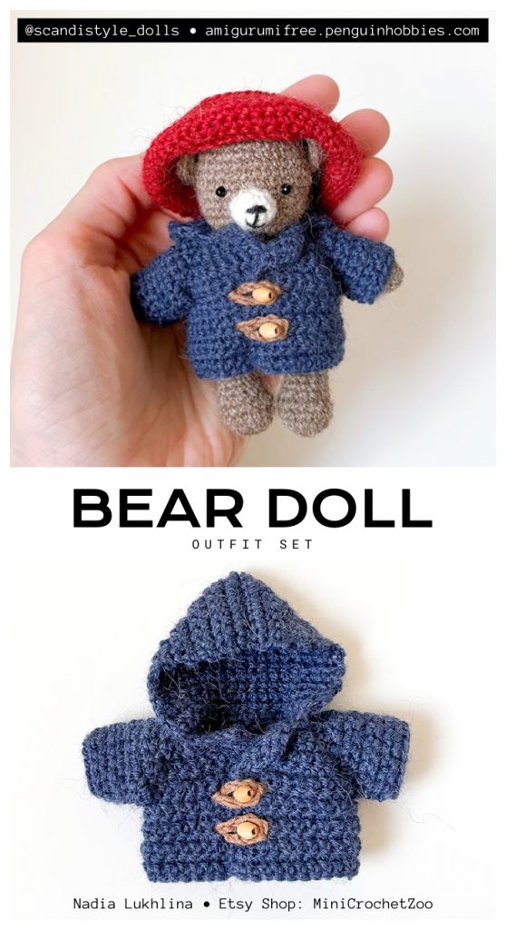 This is an idea for a cute teddy bear outfit set. This professional visualization acts as a high-quality preview for our free crochet instructions.