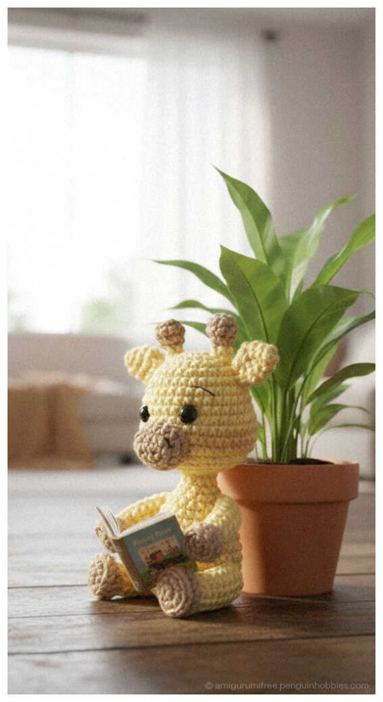 Free Amigurumi Pattern: No sew mini giraffe project for professional sellers, AI concept.
