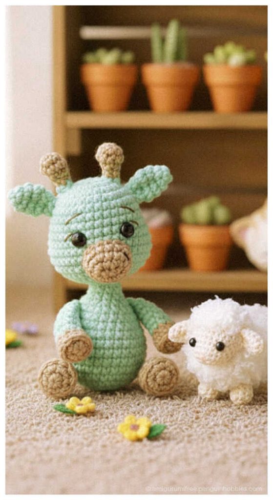 Beginner Friendly Amigurumi: Easy no sew giraffe pattern for fast crafting, AI rendering.
