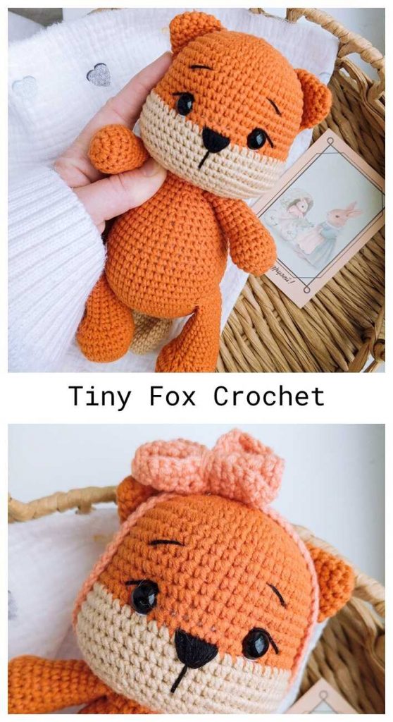 This is a professional image of the little fox amigurumi from our free crochet pattern.