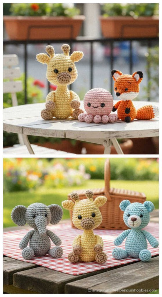 Handmade Nursery Decor: Dreamy no sew giraffe amigurumi with soft textures, AI rendering.