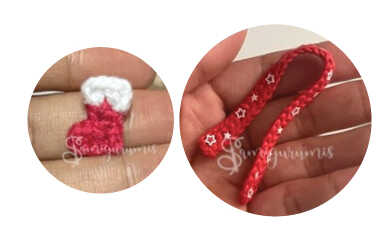 A detailed visualization focusing on the sock and scarf accessories for the reindeer, serving as an artistic preview of our free crochet pattern. This image captures the cozy winter details to provide a stylistic reference for your handmade project. We share this concept to help you visualize the accessorized amigurumi reindeer.
