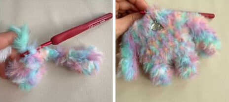 A close-up of the actual crocheted body piece from our free monster pattern, featuring a sturdy round shape and vibrant colors. This visual represents a key stage in the project foundation. Visit the link to access the technical details for this specific piece.