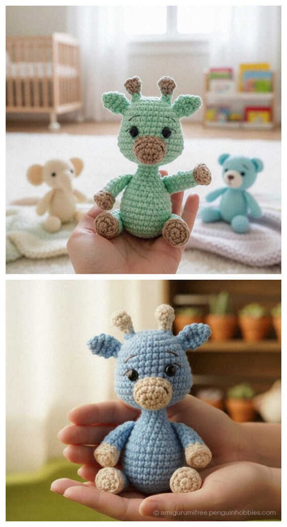 Free Amigurumi Pattern: No sew mini giraffe design for an authentic look, AI concept image.